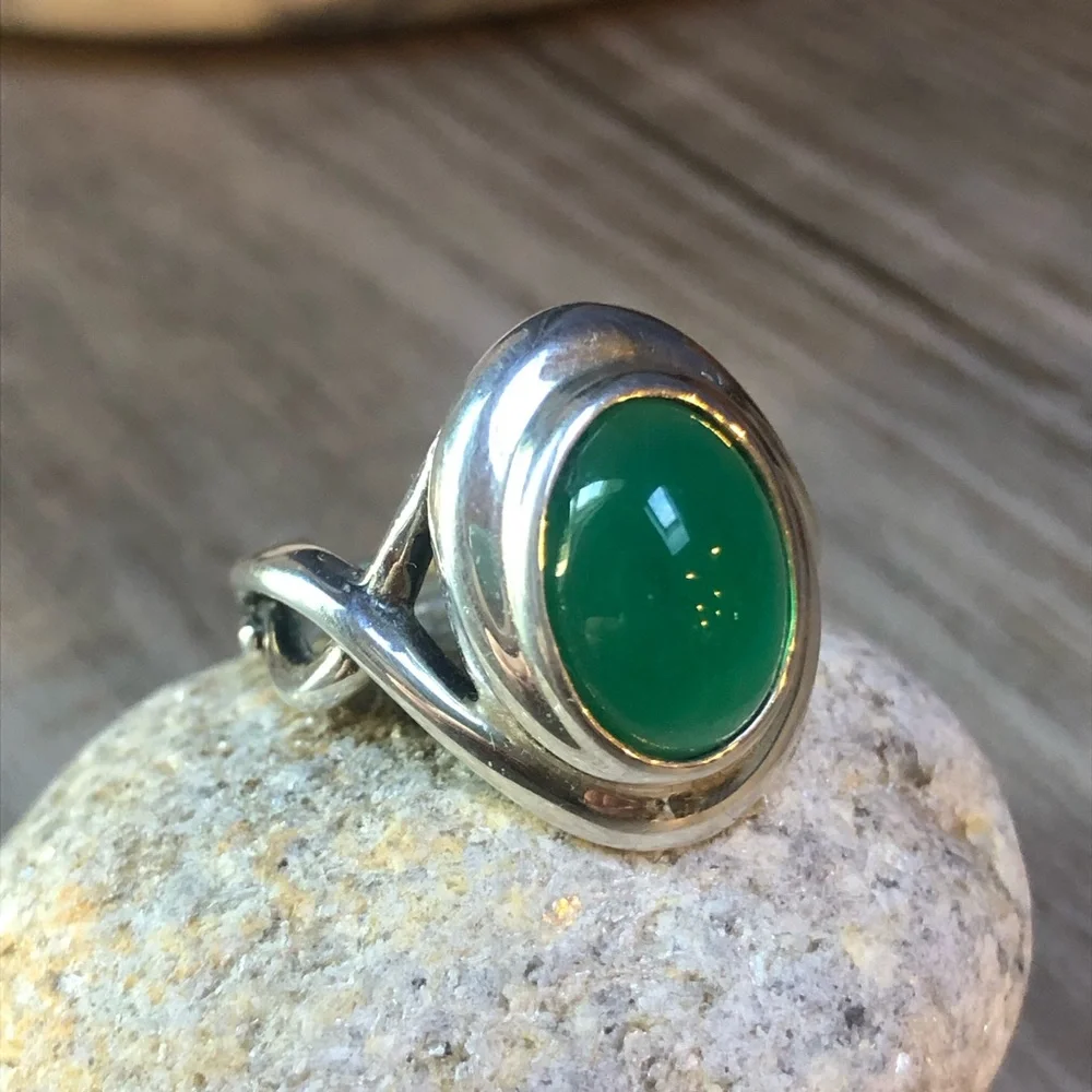Carolyn Pollack Paradise Green Chalcedony Sterling Ring 10 - Picture 5 of 12